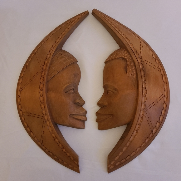 Vintage African hand carved wooden art